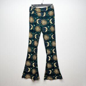 Sun & Moon Flared Leggings Womens Large High Rise Festival Boho Hippie Cosmo
